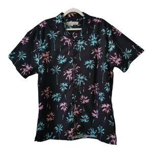 Maui  Maui Neon Palm Tree‎ Hawaiian Button Down Short Sleeve, Overshirt